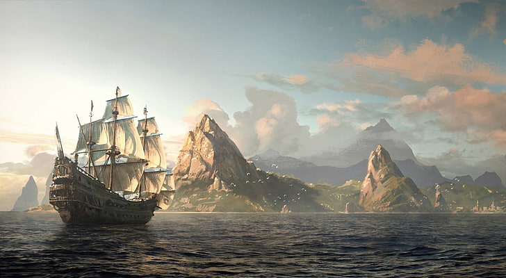 Assassin's Creed Black Flag Pirate Ship, creed, transportation, assassins creed, nautical vessel Free HD Wallpaper