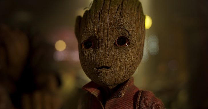 Baby Groot Dancing, closeup, one person, headshot, marvel cinematic universe