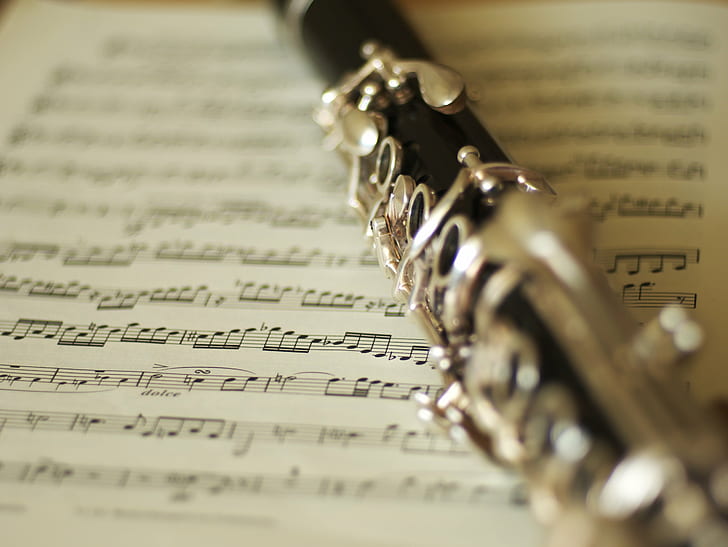 Beginner Clarinet Notes, sheet music, musical instrument, dof, classical music Free HD Wallpaper