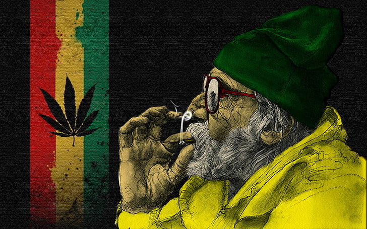 Beware the Old Man Meme, no people, domestic animals, ganja, illustration