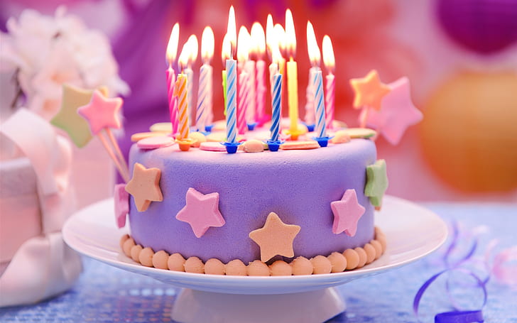 Birthday Cake 6 Candles, cake, birthday, happy, Happy Birthday Free HD Wallpaper