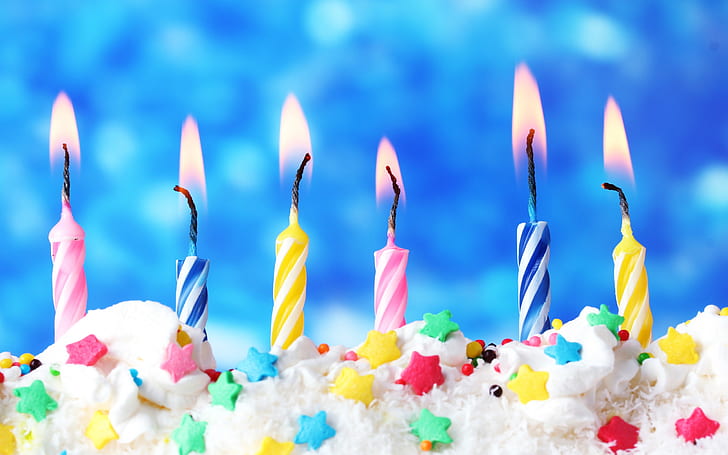 Birthday Cake with Many Candles, candles, cake, birthday, happy Free HD Wallpaper