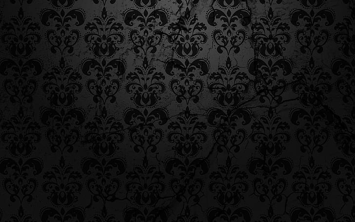 Black Pattern BG, pattern, dark, damask