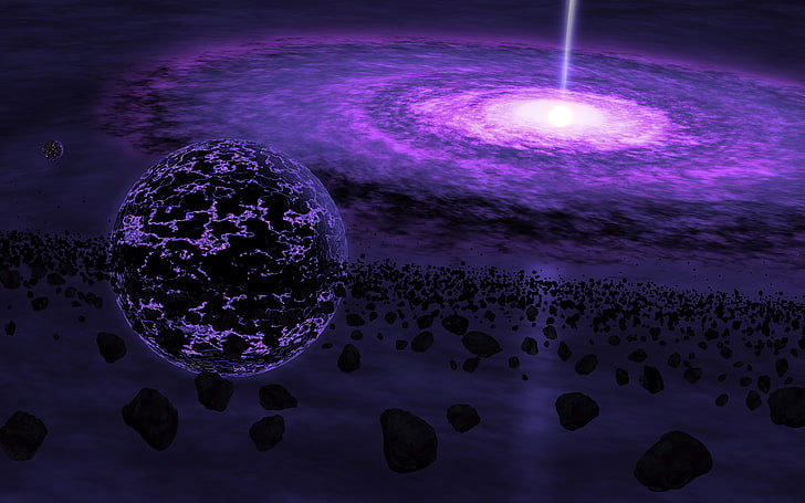 Blue Galaxy Planets, purple, rock, blue, nature Free HD Wallpaper