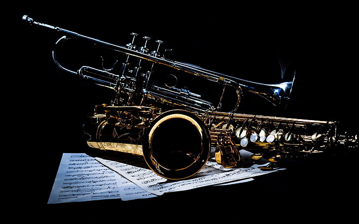 brass, closeup, indoors, brass instrument Free HD Wallpaper