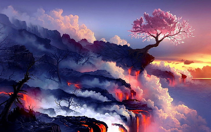 Cherry Blossom Tree Lava, mountain, tranquility, scenics  nature, no people