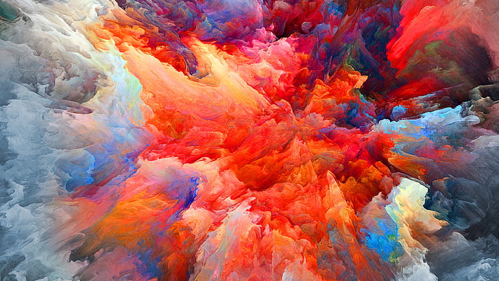 Color Explosion White, painting, modern art, art, paint Free HD Wallpaper