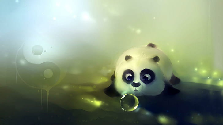Cute Panda PC, cute, bubbles, with, from Free HD Wallpaper