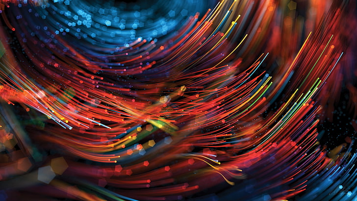 Fiber Optic HD, full frame, shiny, depth of field, closeup