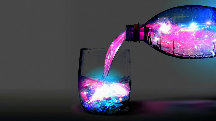 Galaxy Drink, design, space, glass, color Free HD Wallpaper