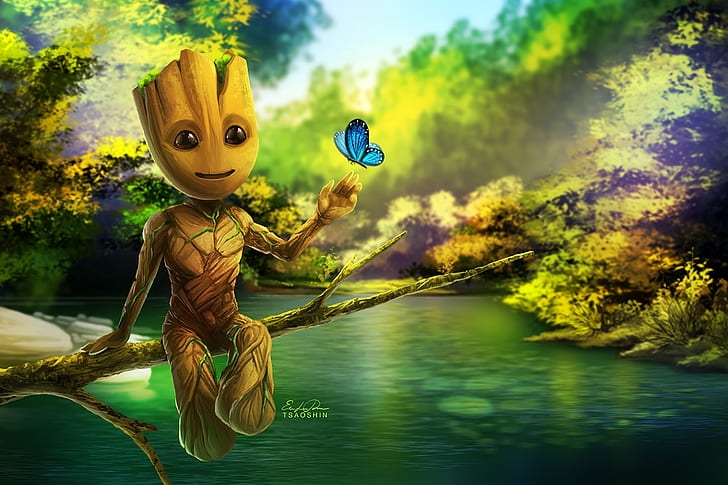 Groot Guardians Galaxy 2 Baby, baby groot, artwork, guardians of the galaxy vol 2 Free HD Wallpaper