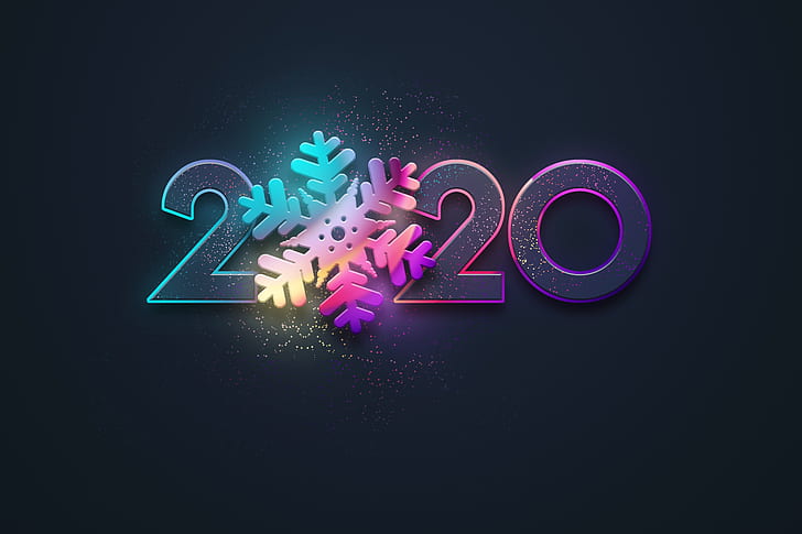 Happy New Year 2020 Blue, new year, neon, happy, colors Free HD Wallpaper