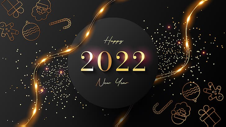 Happy New Year 2022 Banner, christmas, new year, figures, 2022 Free HD Wallpaper