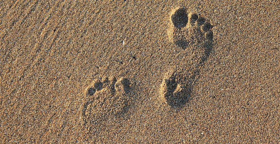 holiday, track  imprint, outdoors, barefoot