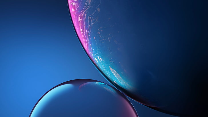 iPhone XS, bubbles, blue, iphone, stock Free HD Wallpaper