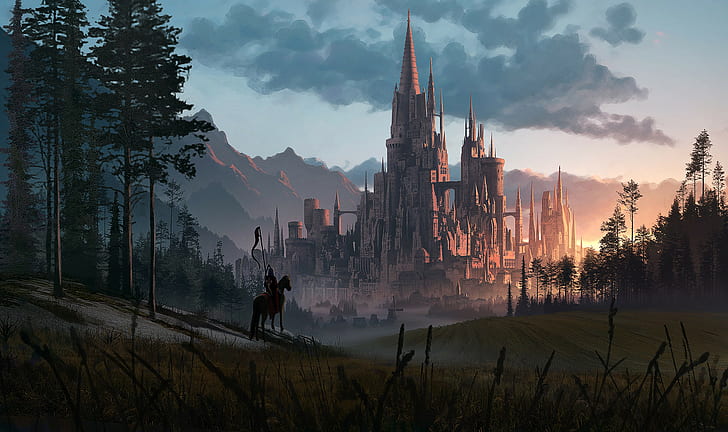 Medieval Castle Backdrop, castle, illustration, fantasy art, medieval Free HD Wallpaper