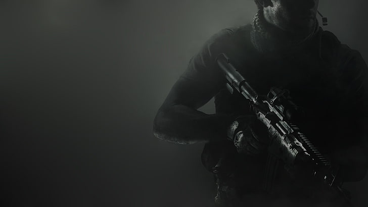 Modern Warfare, armed forces, smoke  physical structure, black background, artist Free HD Wallpaper