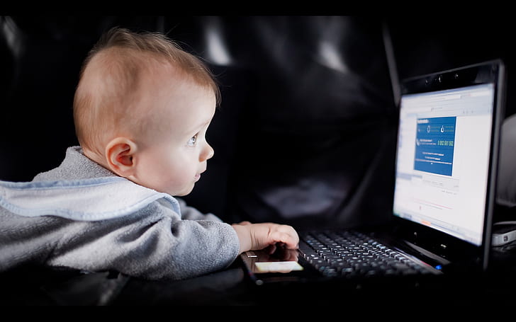 New Baby Funny, use, laptop, Cute, cute