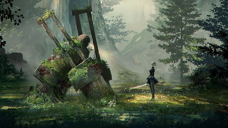 Nier Automata Vertical, nier, environment, nier automata, transportation Free HD Wallpaper