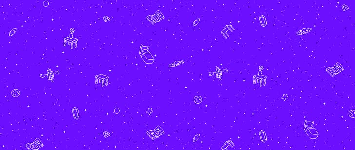 Omori Font, omocat, purple background, stars, omori Free HD Wallpaper