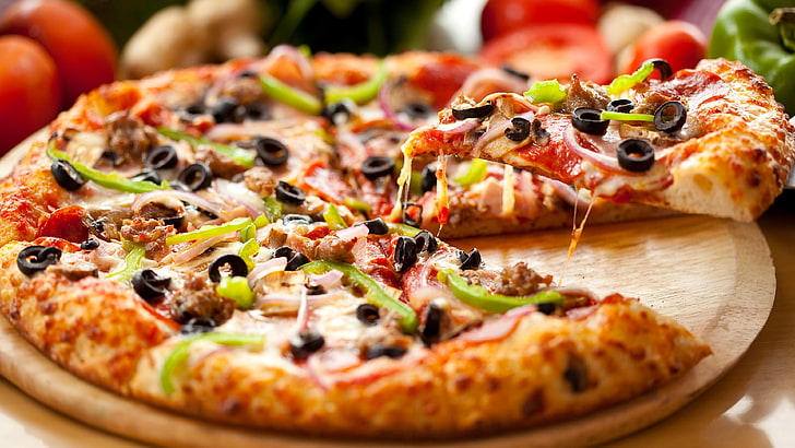 Pizza Meal, edible mushroom, pepper, snack, freshness Free HD Wallpaper