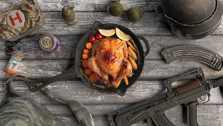 Pubg Winning Chicken Dinner, food and drink, chicken, food, wellbeing Free HD Wallpaper