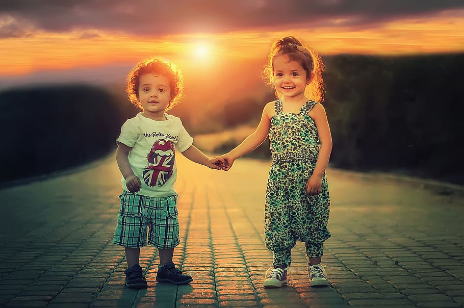 smiling, portrait, innocence, group