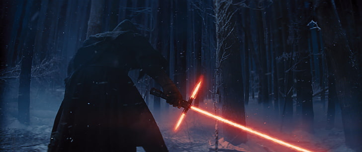 Star Wars Episode 7, one person, night, protection, snow Free HD Wallpaper