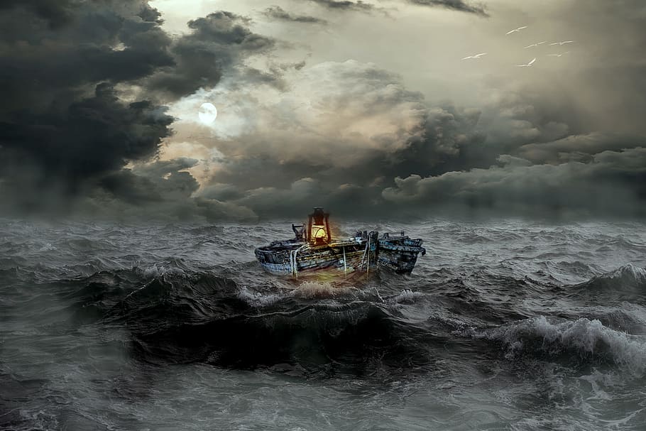 storm, stormy, transportation, moonlight Free HD Wallpaper