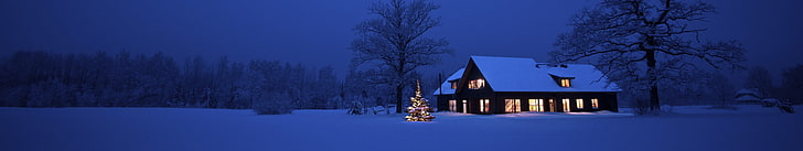 The White House, dark, lights, blue, snow Free HD Wallpaper