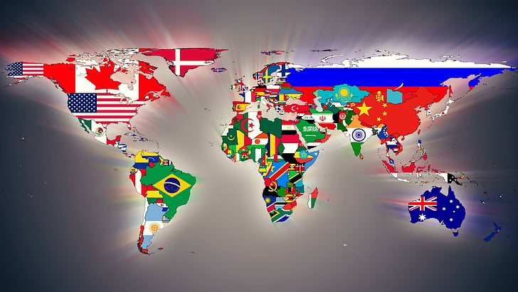 World Map with All Countries, world map, countries, map, flags Free HD Wallpaper