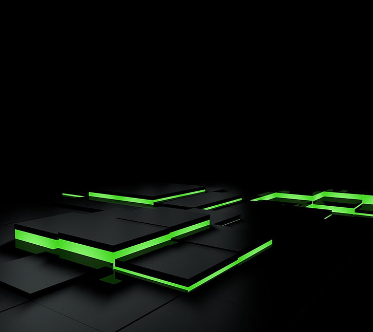 Abstract Green Free, intelligence, technology, 3d blocks, still life Free HD Wallpaper