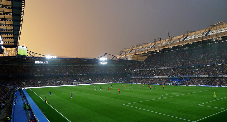 Chelsea FC, lighting equipment, floodlit, match  sport, green color Free HD Wallpaper