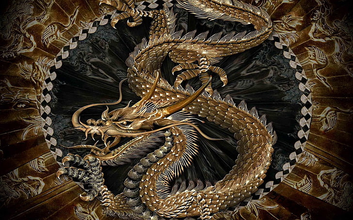 Cool Chinese Dragon, ornate, vertebrate, indoors, animal body part Free HD Wallpaper