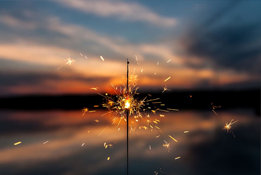 Cool Colorful Fireworks, long exposure, sun, event, sunset