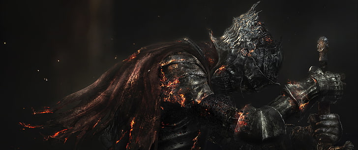 Dark Souls 2 Artwork, no people, black color, motion, burning