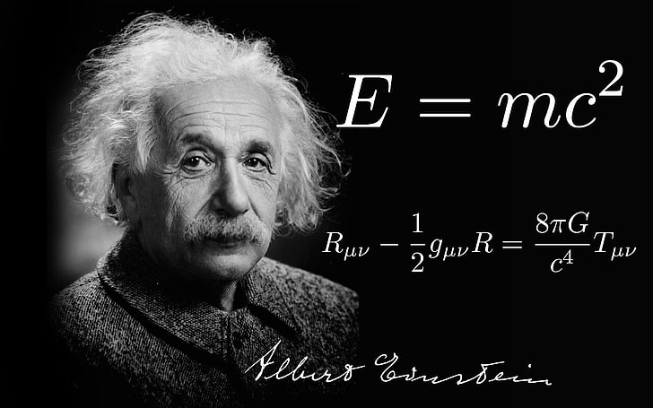 Einstein Equation MC2, typography, text, science, poster