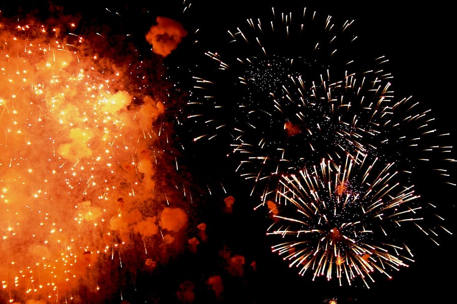 exciting, explosion, firework display, black color Free HD Wallpaper