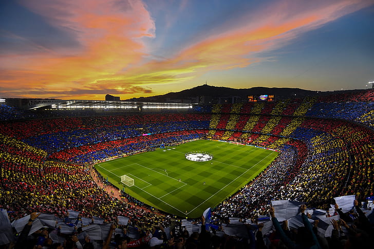 FC Barcelona Stadium, fc barcelona, soccer clubs, soccer field, champions league Free HD Wallpaper