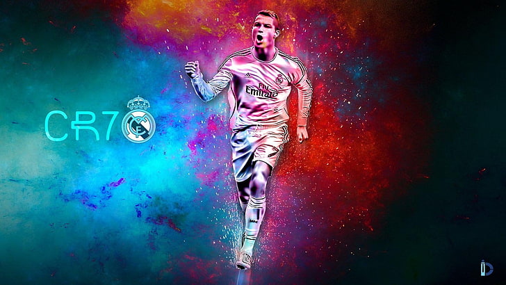 Football Ronaldo, cristiano ronaldo, front view, art, color image Free HD Wallpaper