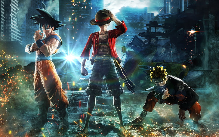 Jump Force Naruto vs Goku, adult, jump, smoke  physical structure, event Free HD Wallpaper