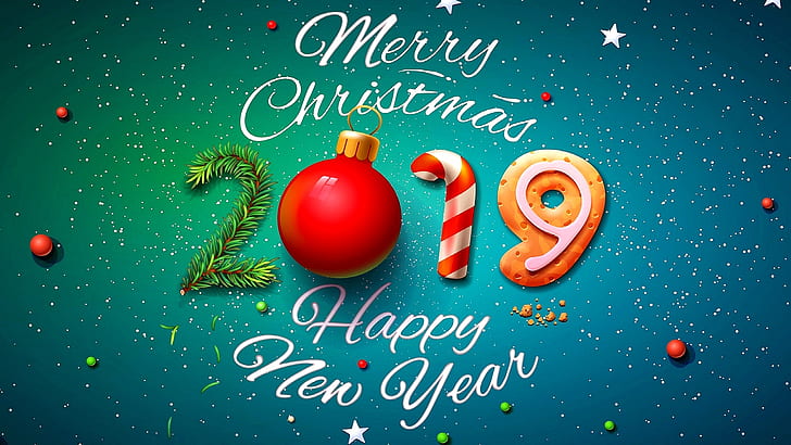 Merry Christmas and Happy 2019, happy, christmas, new, year