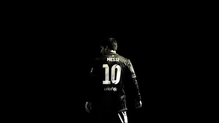 Messi Logo Black and White, messi, indoors, security, figurine Free HD Wallpaper