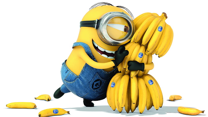 Minions Banana Plush, cut out, representation, holding, white background Free HD Wallpaper