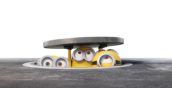 Minions, sewerage, white, car, wheel Free HD Wallpaper