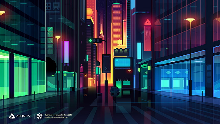 Night City Banner, business, no people, glowing, street Free HD Wallpaper