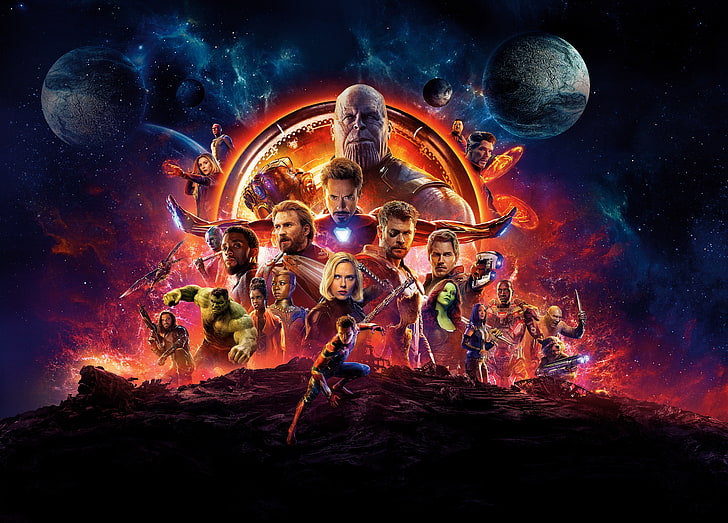 Official Marvel Avengers Infinity War, josh brolin, zoe saldana, thor, multi colored Free HD Wallpaper