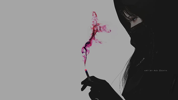 Sad Anime Girl Transparent, mask, black clothing, illustration, digital art Free HD Wallpaper