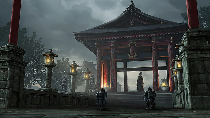 Samurai, illustration, soldier, warrior, chinese architecture