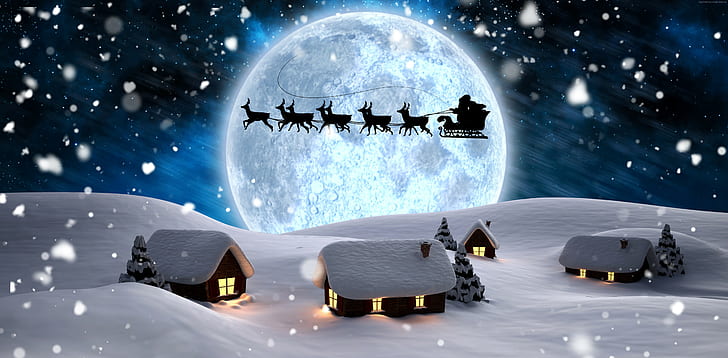 Snowy Christmas, santa, christmas, New Year, new year